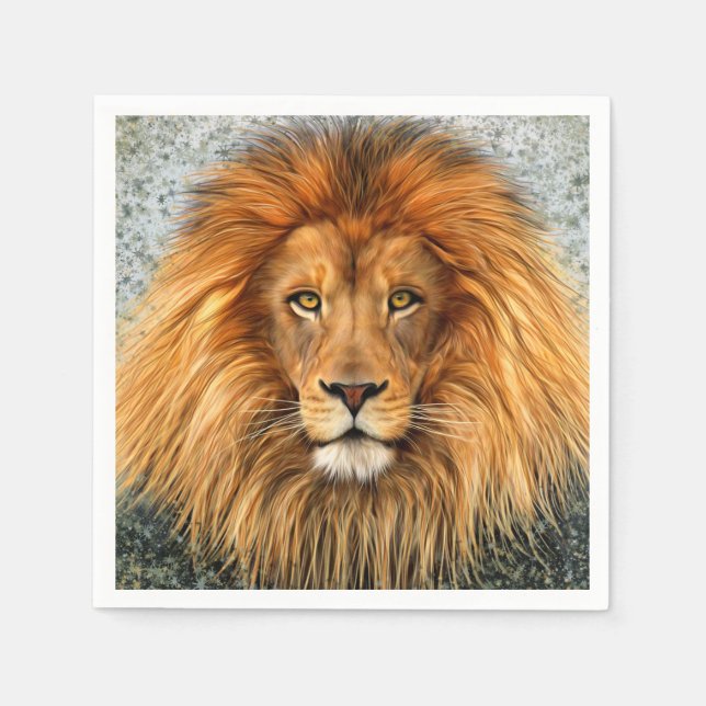 Lion Fotografie Malgrafiebild Serviette (Vorderseite)