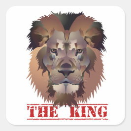Lion-Gesichtskleber THE KING Quadratischer Aufkleber