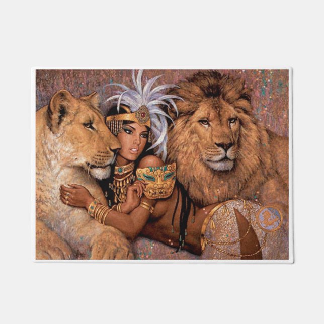 Lion Goddess Ägyptische Prinzessin Door Mat Fußmatte (Vorderseite)