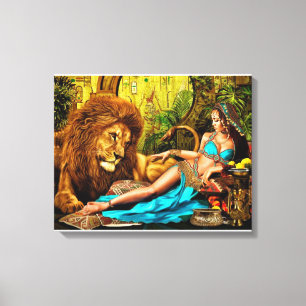 Lion Goddess Egyptian Princ Stretched Canvas Print Leinwanddruck