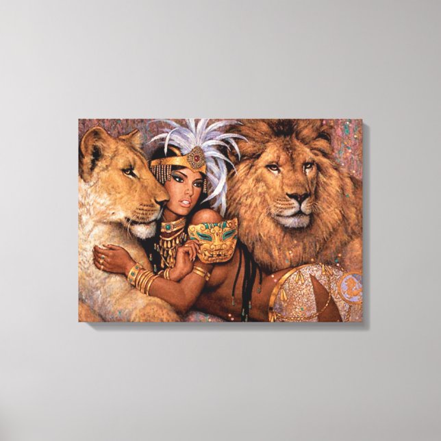 Lion Goddess Egyptian Princess Leinwand Art (Vorderseite)