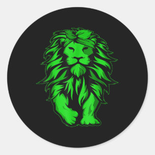 Lion Green Bandana Mental Health Awarve Survivo Runder Aufkleber