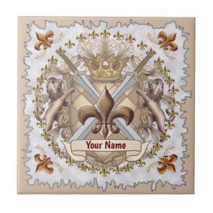 Lion Griffin Shield-Nachname Fliese