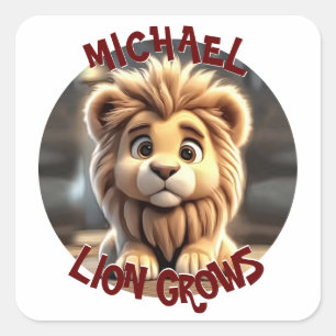Lion Grows Quadratischer Aufkleber