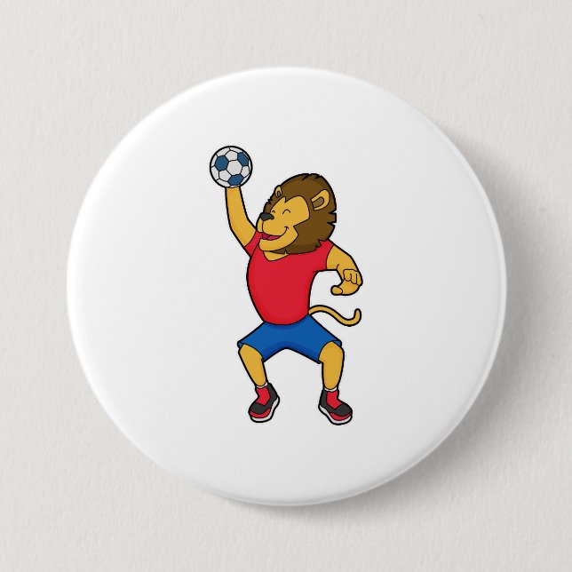 Lion Handball Spieler Handball Button (Vorderseite)