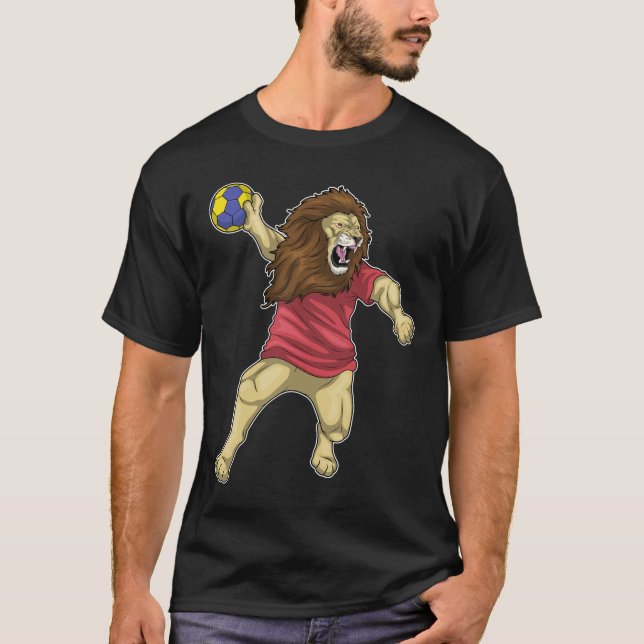 Lion Handball Spieler Handball T-Shirt (Vorderseite)