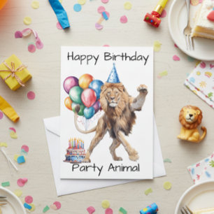 Lion Happy Birthday Party Animal Karte