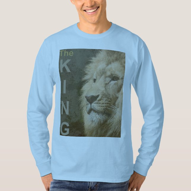 Lion Head Animal Mens Light Blue Long Sleeve T-Shirt (Vorderseite)