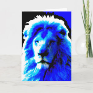 Lion Head Blue Grußkarte Karte