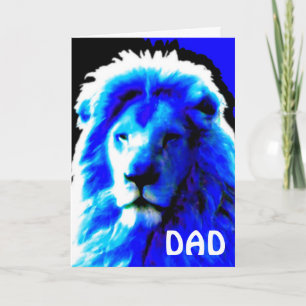 Lion Head Blue "VATER" Geburtstagkarte Karte