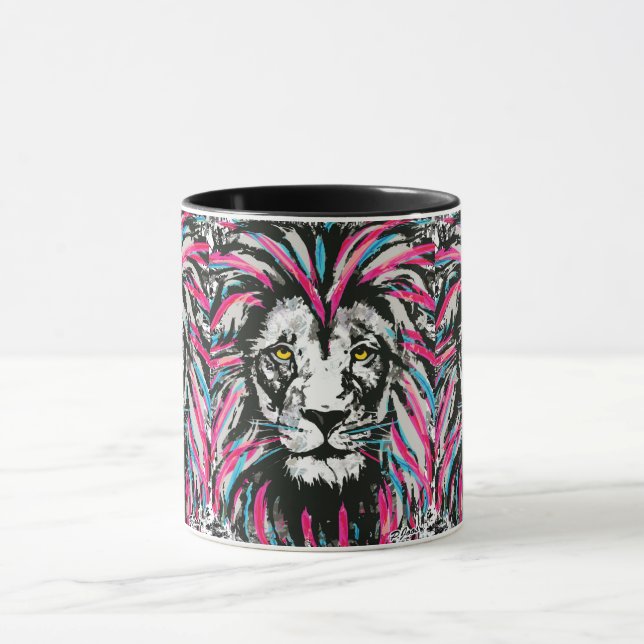 Lion Head Coffee Tasse | Blue Pink Lion Coffee Cup (Zentrum)