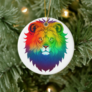 Lion Head Gay Pride Keramik Ornament