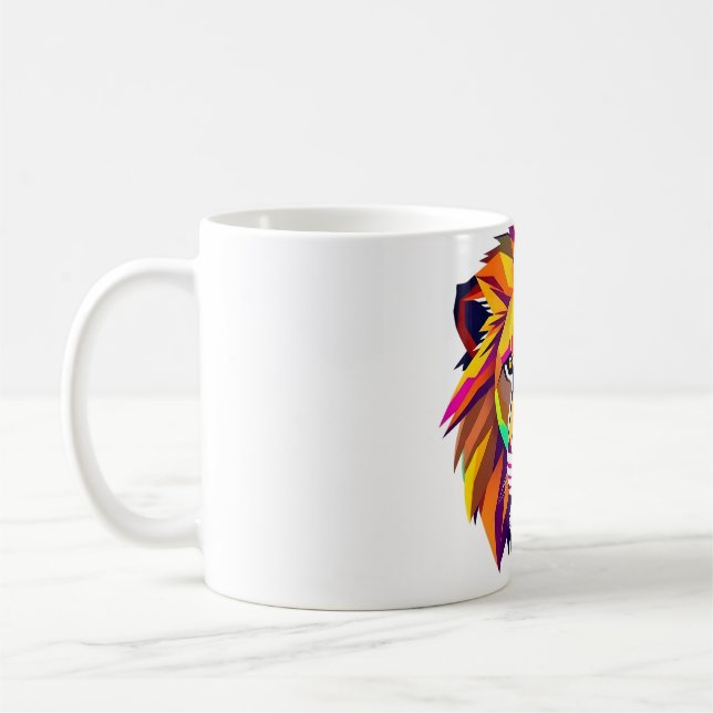 Lion Head Geometric Art Kaffeetasse (Links)