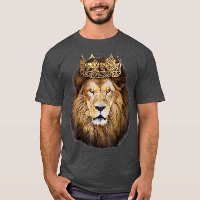 Lion Head Golden Crown Art Leinwände King T-Shirt (Vorderseite)