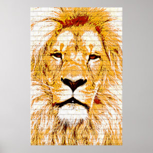 Lion Head Grunge Canvas Print Poster