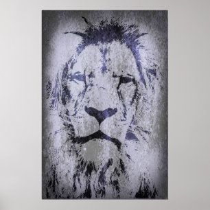 Lion Head Grunge Poster