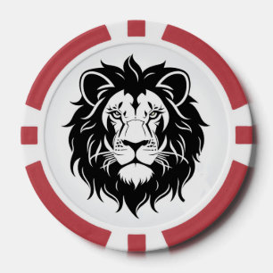 Lion Head Illustration mit aufwändigen Details Pokerchips