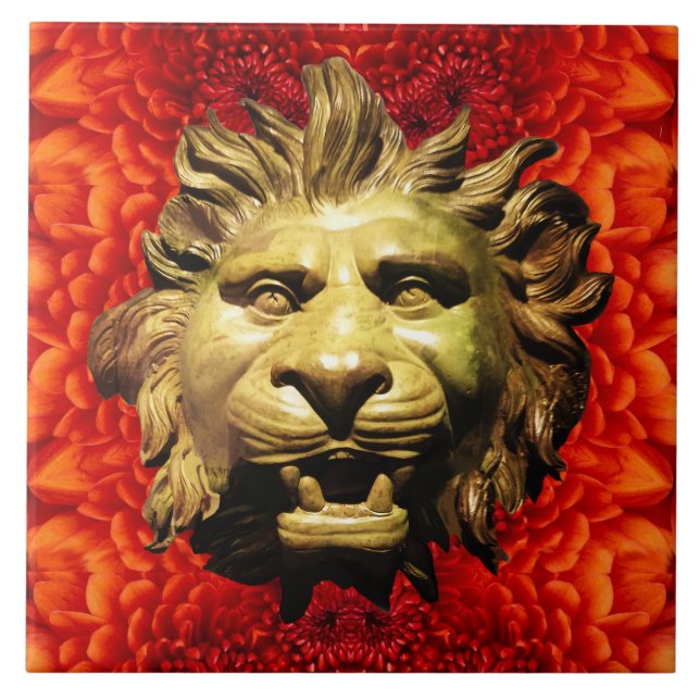 LION HEAD IN BRONZE Figurehead Antique Roman Ship Fliese (Vorderseite)