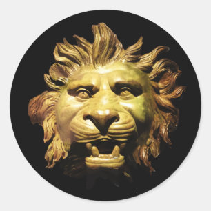 LION HEAD IN BRONZE Figurehead Antique Roman Ship Runder Aufkleber