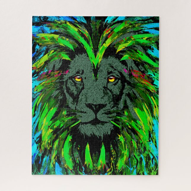 Lion Head Jigsaw Puzzle | Green Lion Puzzle (Vertikal)