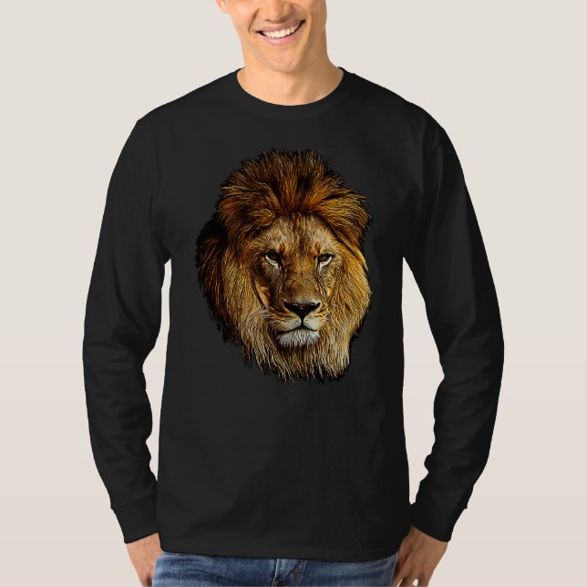 Lion Head Majestic Portrait eines feurigen Löwen T-Shirt (Vorderseite)