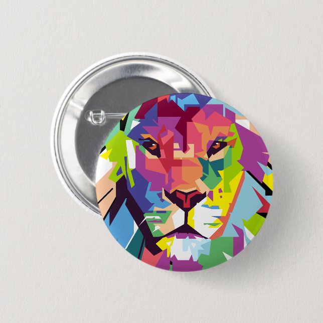 Lion Head | Moderne Kunst Button (Vorne & Hinten)