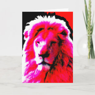 Lion Head Pink Grußkarte Karte