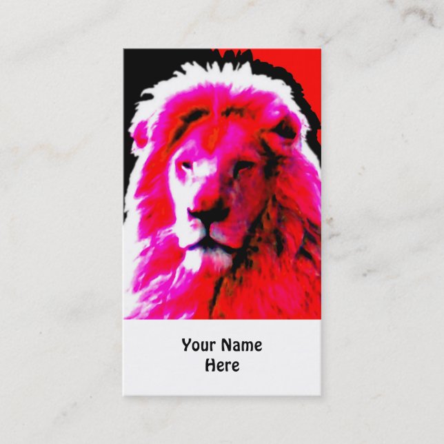 Lion Head Pink - Visitenkarte weiß (Vorderseite)