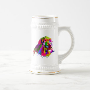 Lion Head Prismatischer Pop Art Design-62502 Bierglas