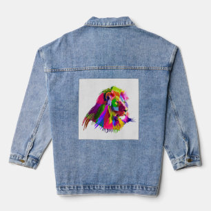 Lion Head Prismatischer Pop Art Design-62502 Jeansjacke
