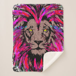 Lion Head Sherpa Blanket   Pink Lion Blanket Sherpadecke