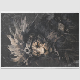 Lion Headdress Leather Jacket Decoupage Seidenpapier