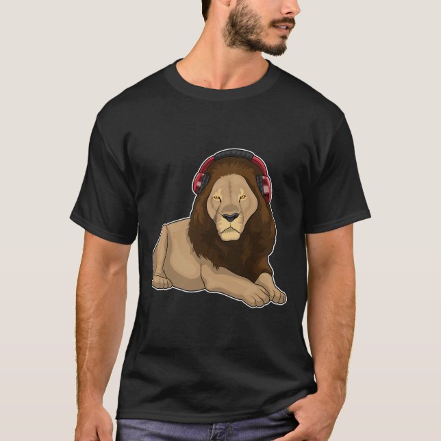 Lion Headphone Music T-Shirt (Vorderseite)