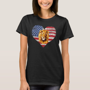 Lion Heart American Flag 4. Juli US-Flagge T-Shirt