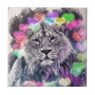 Lion Heart Bokeh Digitale Kunst Zeichnend Fliese