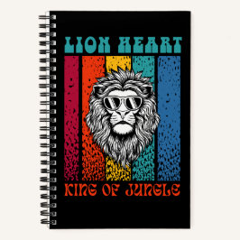 Lion Heart Retro Art Design Notebook Notizbuch