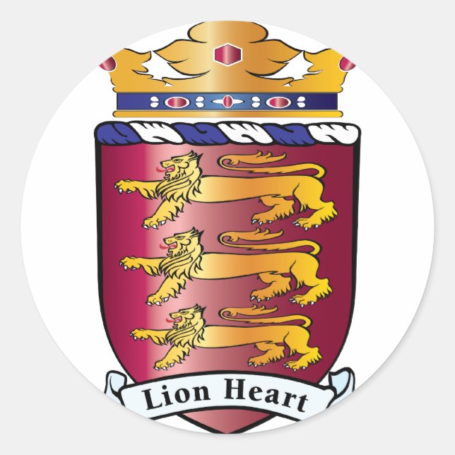 Lion Heart Wappen Runder Aufkleber (Vorderseite)
