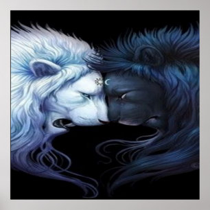Lion Heart Yin & Yang Poster