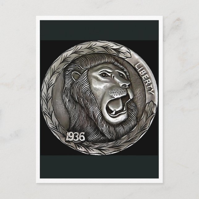 Lion. Hobo nickel coin. Postcard Postkarte (Vorderseite)