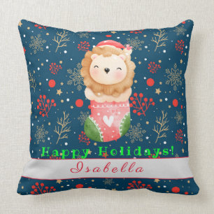Lion Holidays Anpassen von Text und Name 20"X20" Kissen