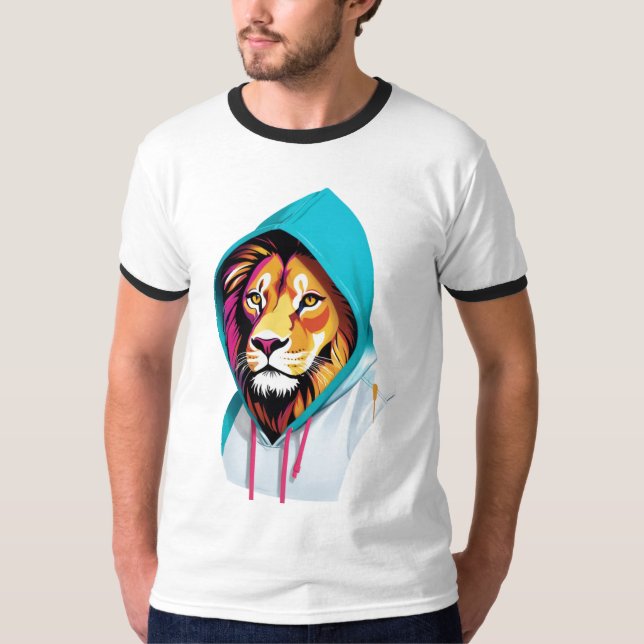 Lion Hoodie T - Shirt - Der kühne Tiergeist (Vorderseite)