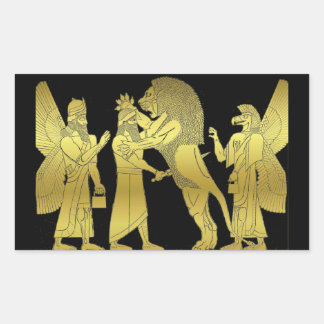 Lion Hunt Rechteckiger Aufkleber