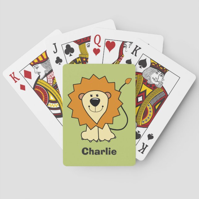 Lion Illustration individuelle Name Kind Spielkart Spielkarten (Rückseite)