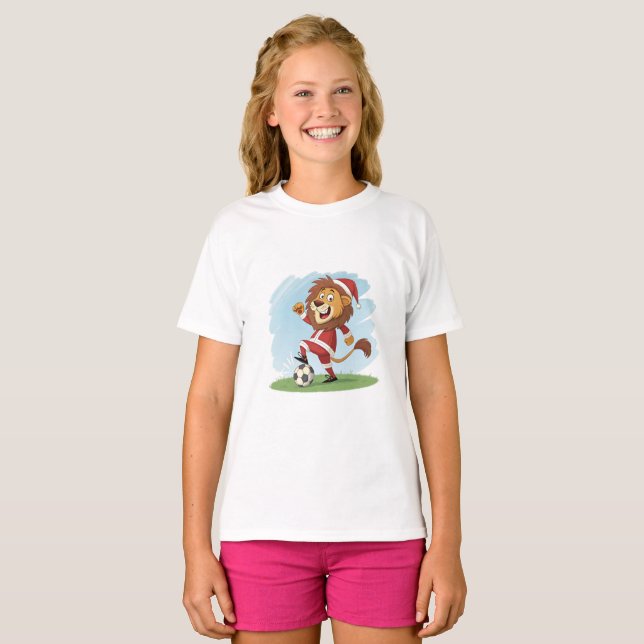Lion in Christmas costume and soccer ball T-Shirt (Vorne ganz)