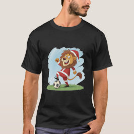 Lion in Christmas costume and soccer ball T-Shirt