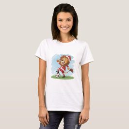 Lion in Christmas costume and soccer ball T-Shirt
