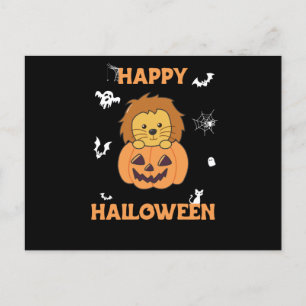 Lion in Pumpkin Sweet Lions Happy Halloween Postkarte