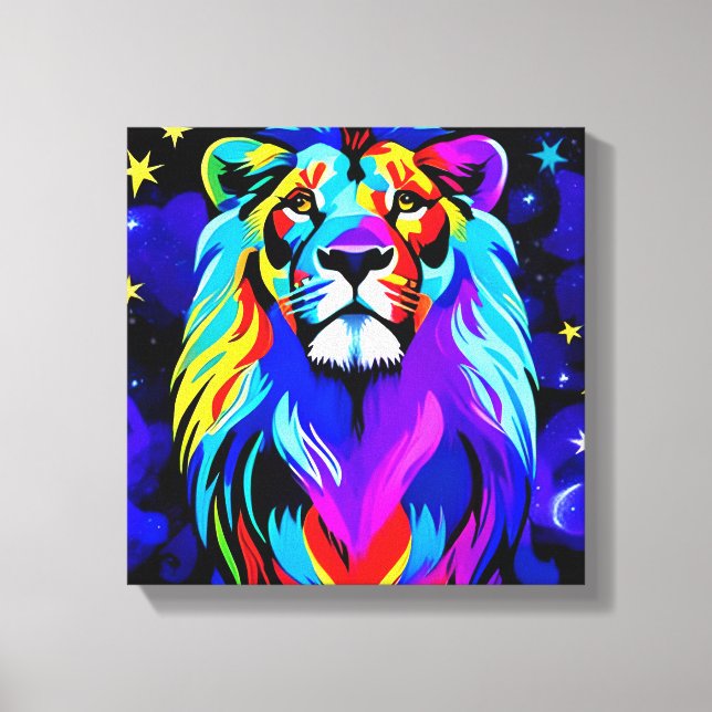 Lion - inspirierendes Pop Art Poster Leinwanddruck (Vorderseite)