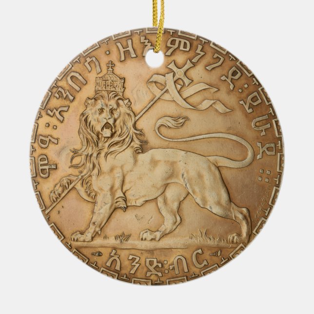 Lion Judah Haile Selassie I Jah Rastafari HIM  Keramik Ornament (Vorne)