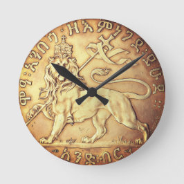 Lion Judah Haile Selassie I Jah Rastafari HIM  Runde Wanduhr